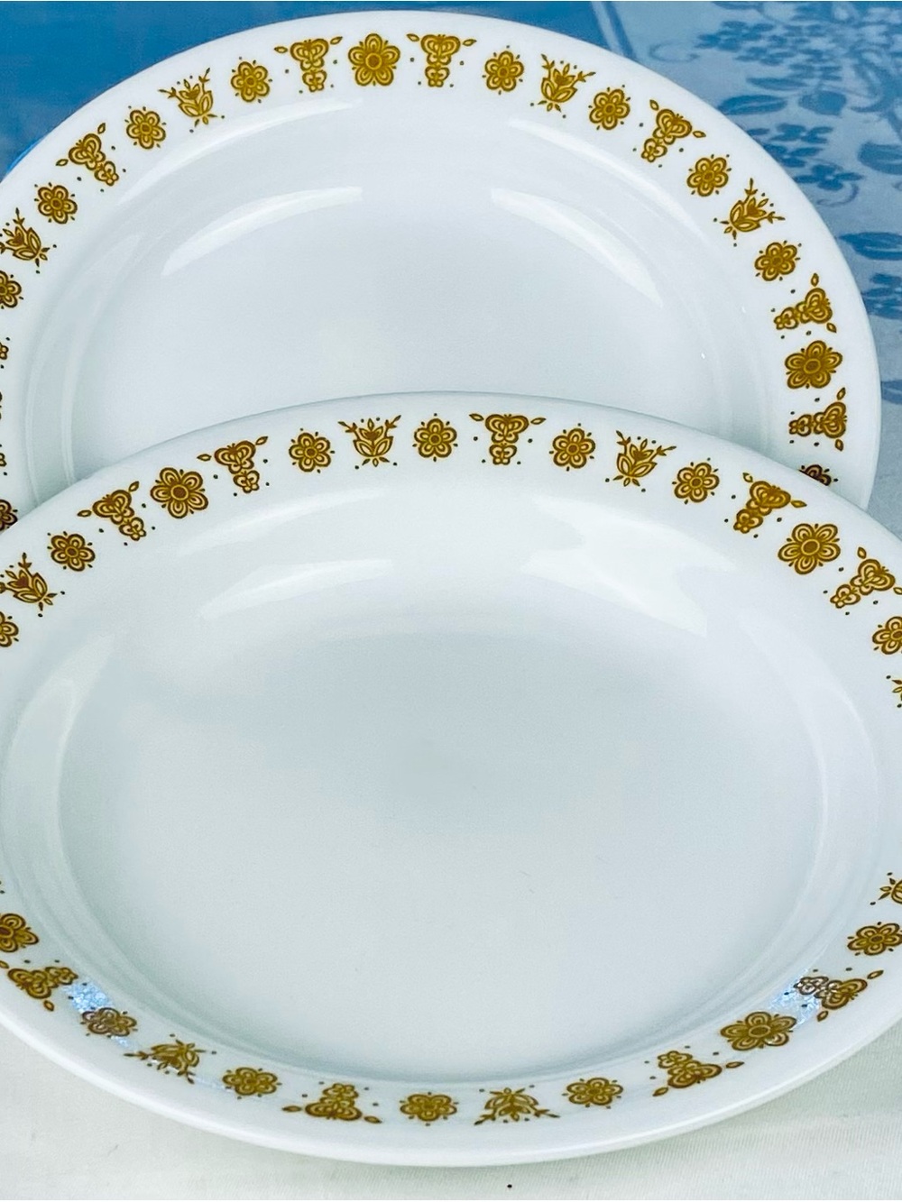 Set Of 2 - Corelle Butterfly Gold 15 oz. Soup /Pasta Bowls 8.5” Flat